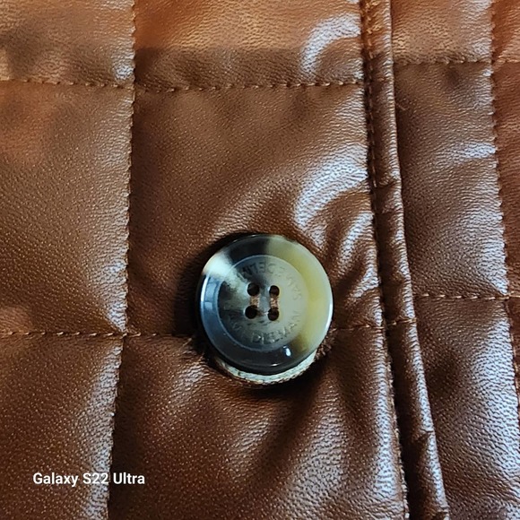 Sam Edelman NWOT XL Cognac Brown Faux zlesther Womans Quilted Pattern Jacket - Picture 9 of 11